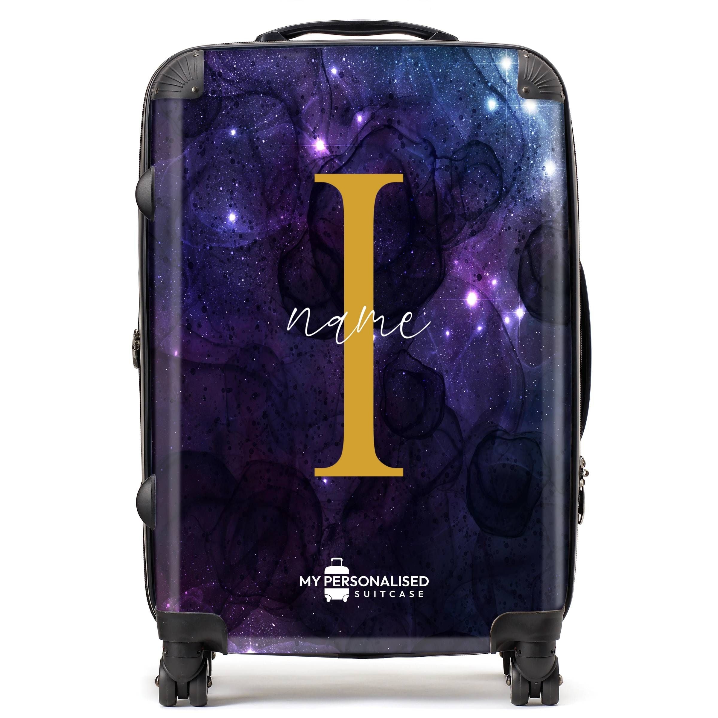 Personalised Awash with Stars Purple Suitcase