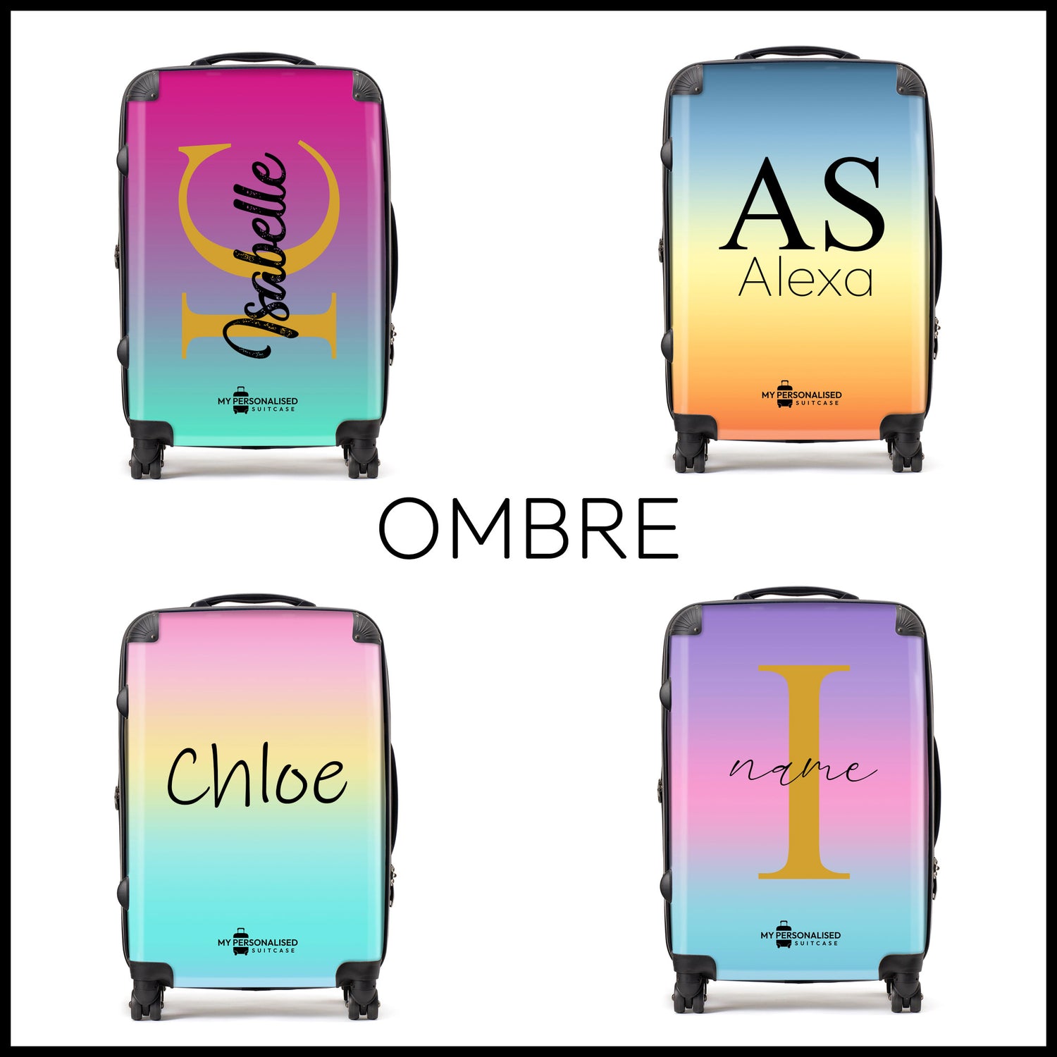 Personalised Suitcases - Ombre