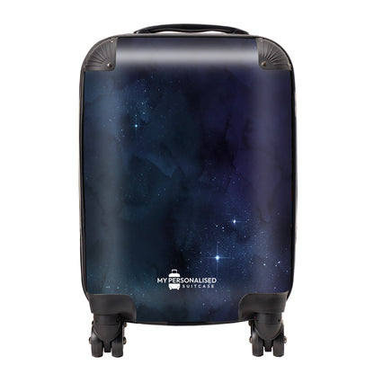 Personalised Awash with Stars Blue and Purple Suitcase