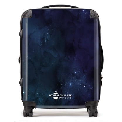 Personalised Awash with Stars Blue and Purple Suitcase