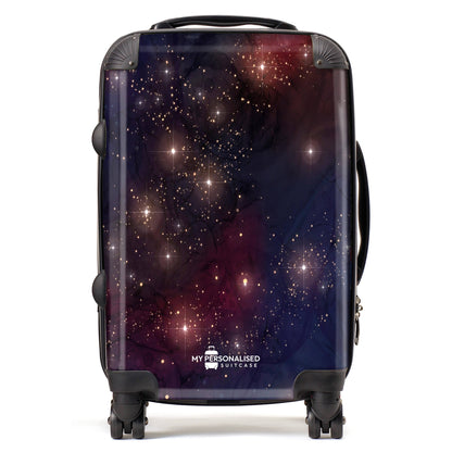 Personalised Awash with Stars Blue and Red Suitcase