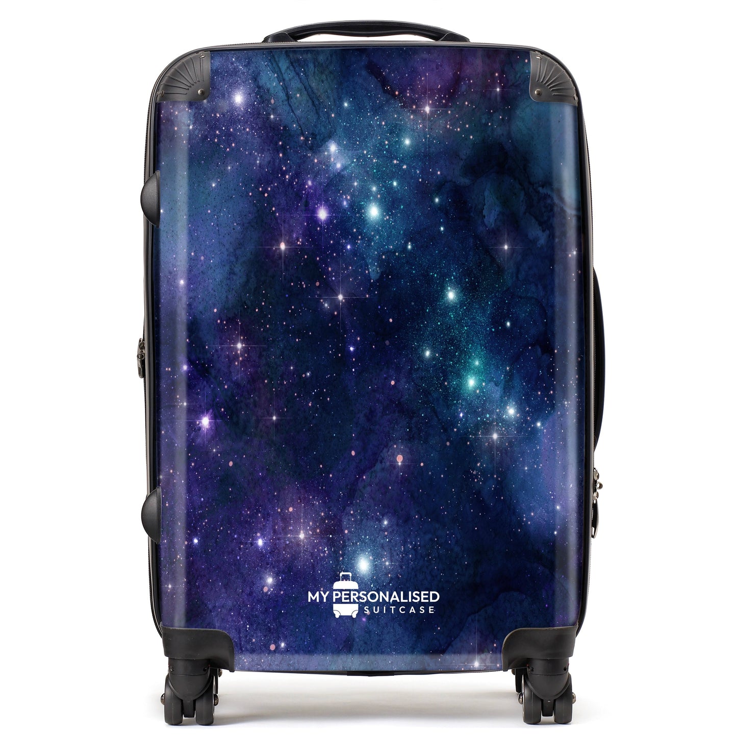 Personalised Awash with Stars Purple and Blue Gradient Suitcase