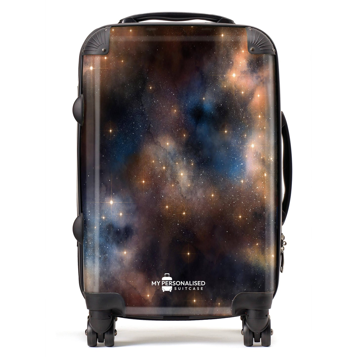 Personalised Awash with Stars Orange and Blue Suitcase