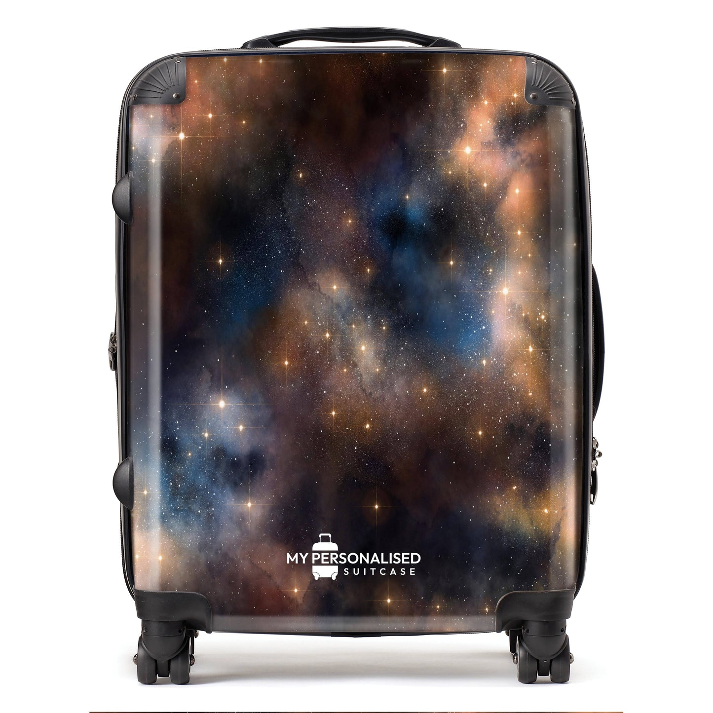 Personalised Awash with Stars Orange and Blue Suitcase