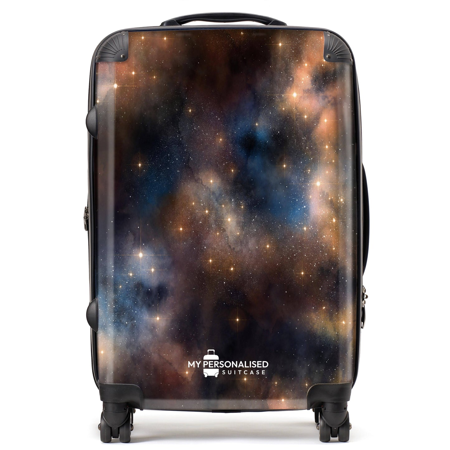 Personalised Awash with Stars Orange and Blue Suitcase