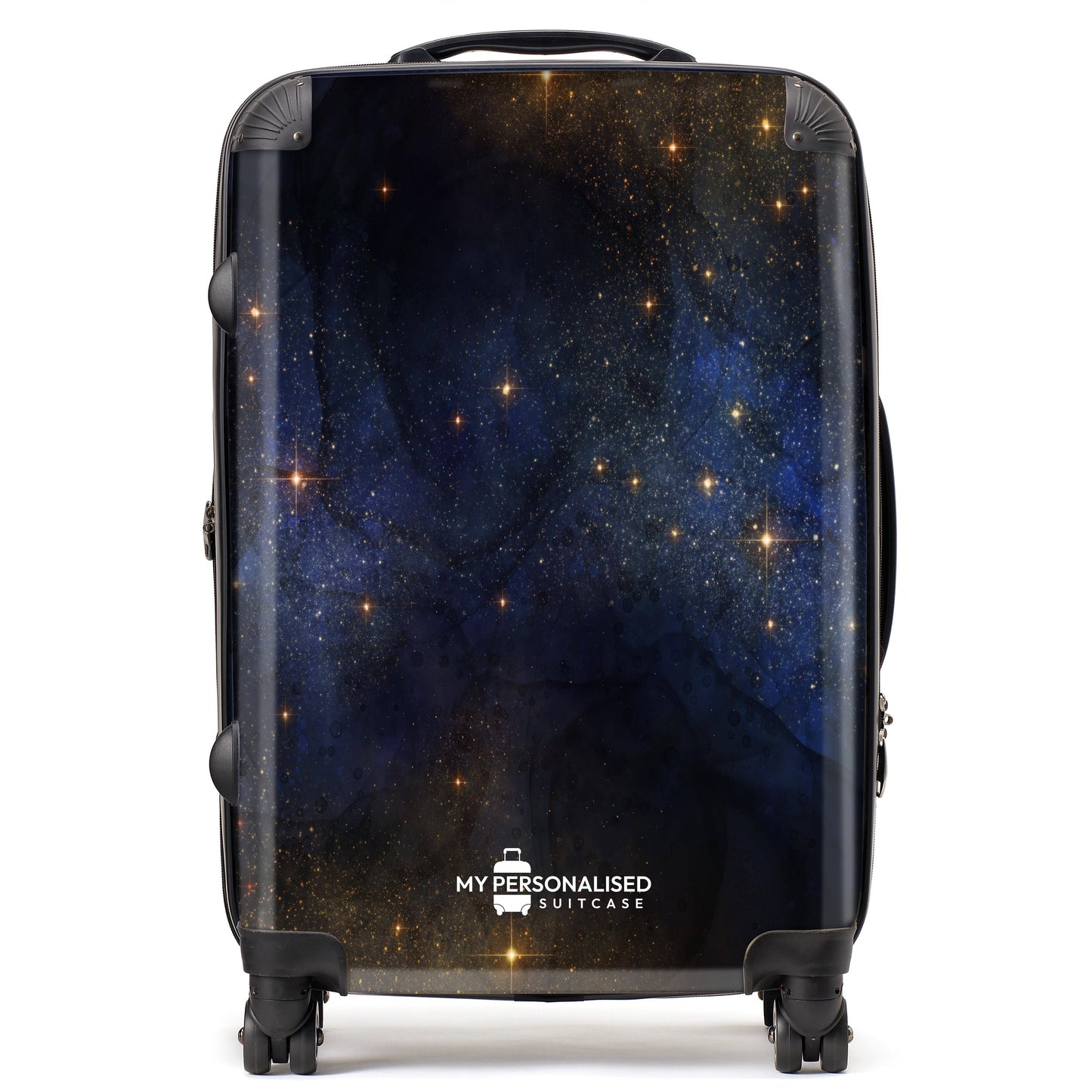 Personalised Awash with Stars Blue and Orange Suitcase