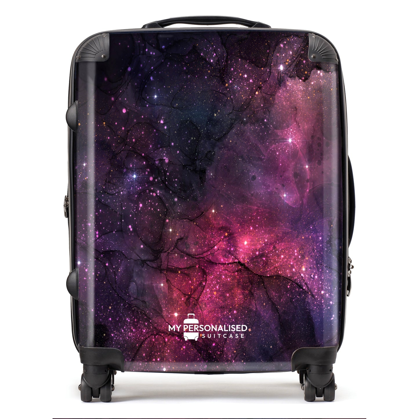 Personalised Awash with Stars Pink and Purple Suitcase