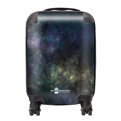 Personalised Awash with Stars Blue and Green Suitcase