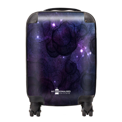 Personalised Awash with Stars Purple Suitcase