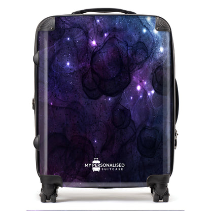 Personalised Awash with Stars Purple Suitcase