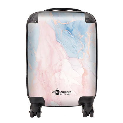 Personalised Baby Pink and Blue Marble Suitcase