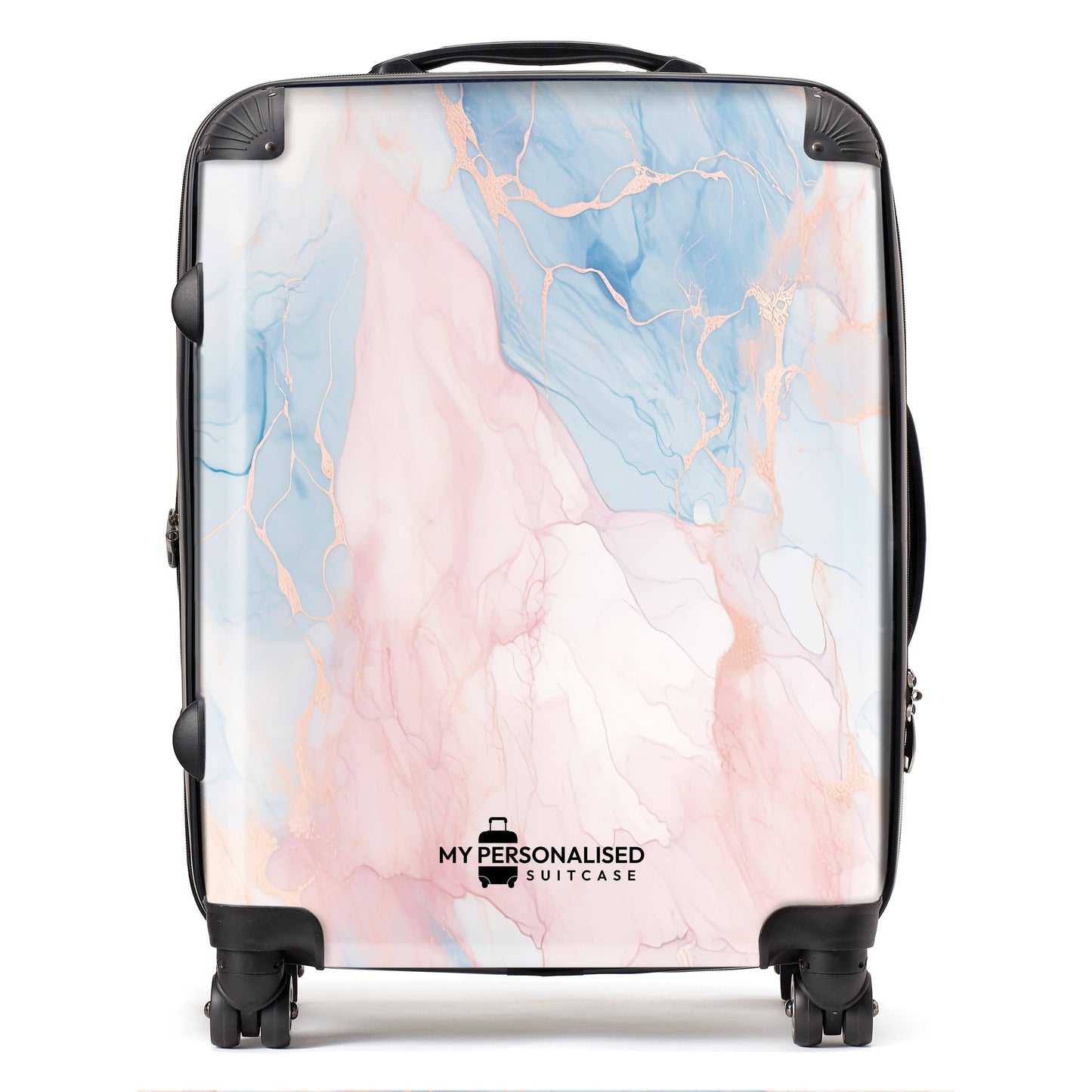 Personalised Baby Pink and Blue Marble Suitcase