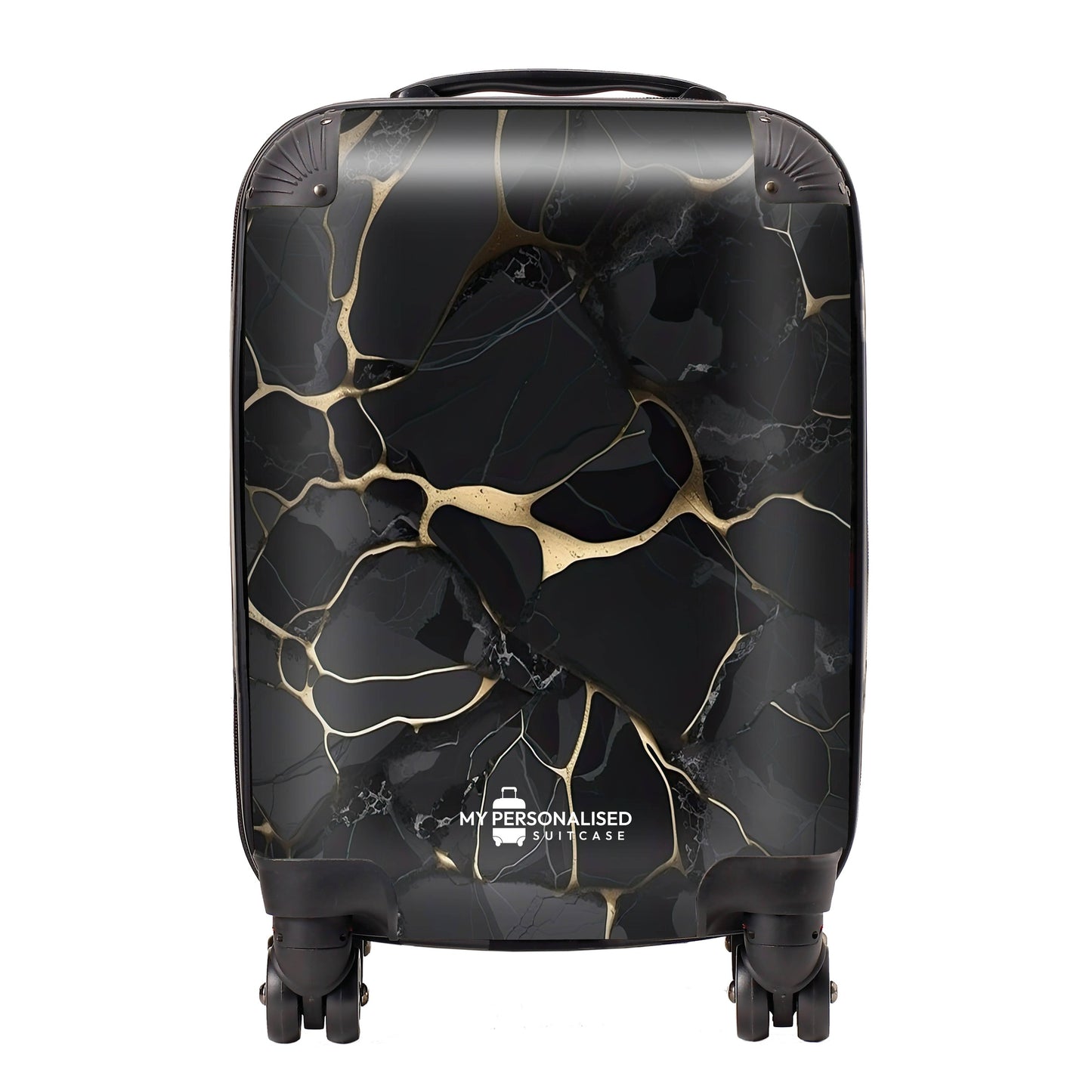 Personalised Black and Gold Marble Suitcase