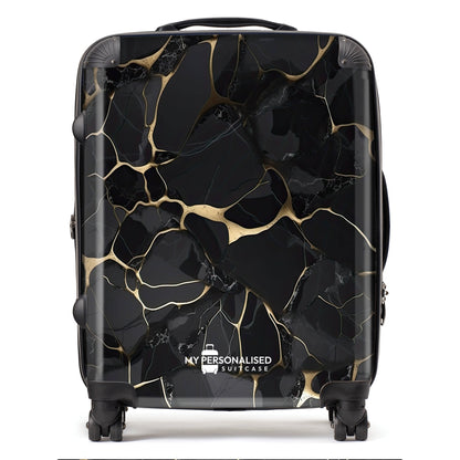 Personalised Black and Gold Marble Suitcase