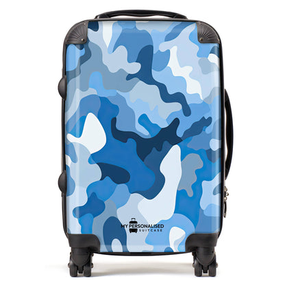 Personalised Blue Camouflage Suitcase