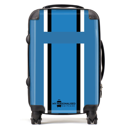 Personalised Blue Striped Suitcase