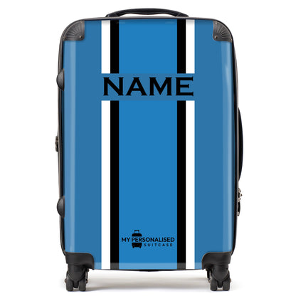 Personalised Blue Striped Suitcase