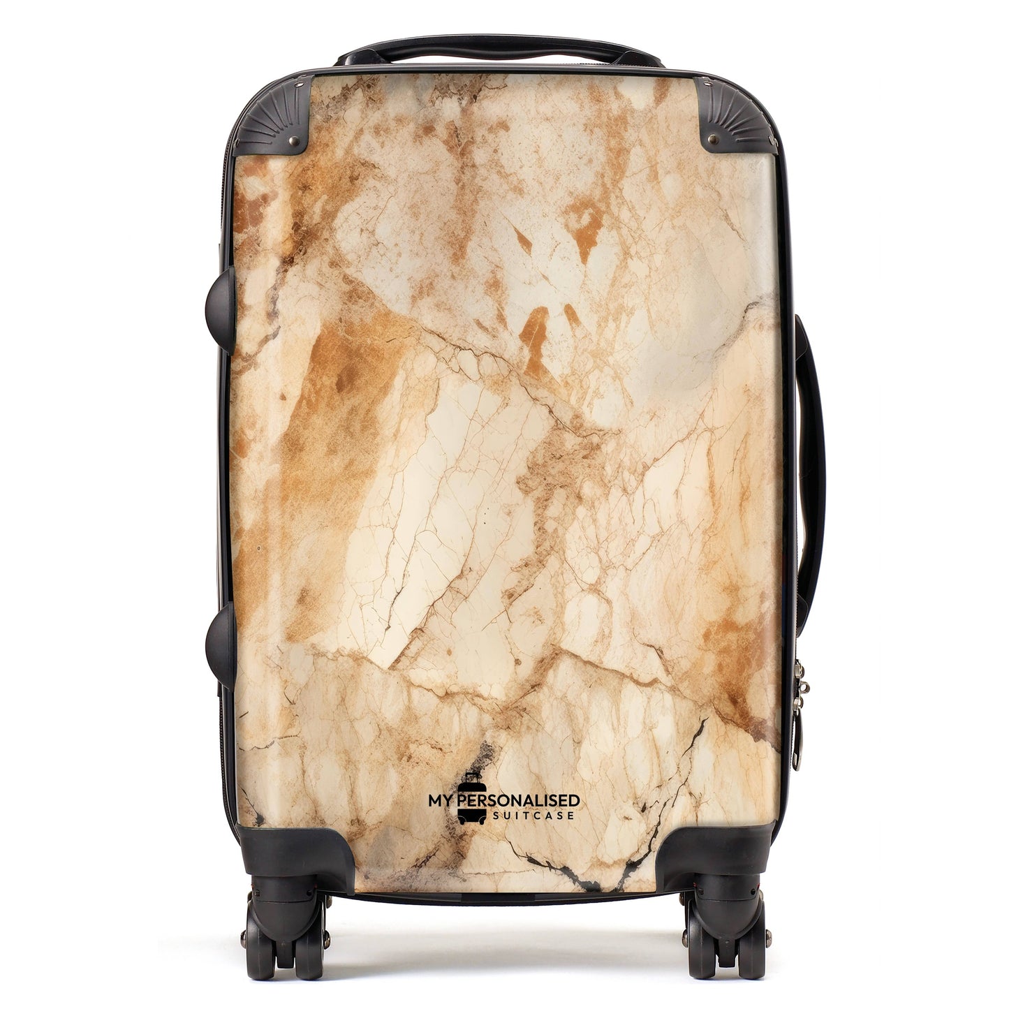 Personalised Brown and Cream Marble Suitcase