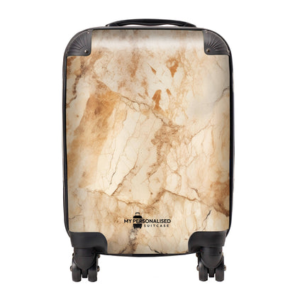 Personalised Brown and Cream Marble Suitcase