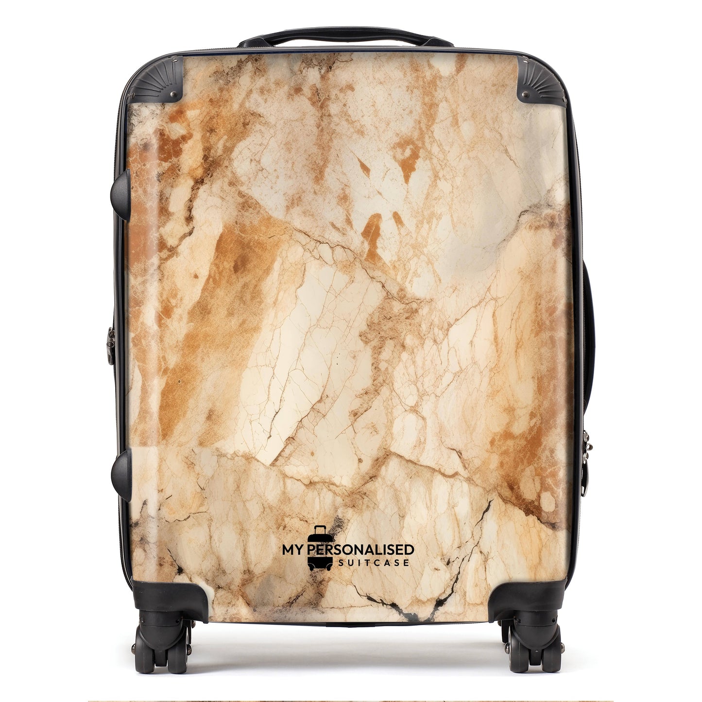 Personalised Brown and Cream Marble Suitcase