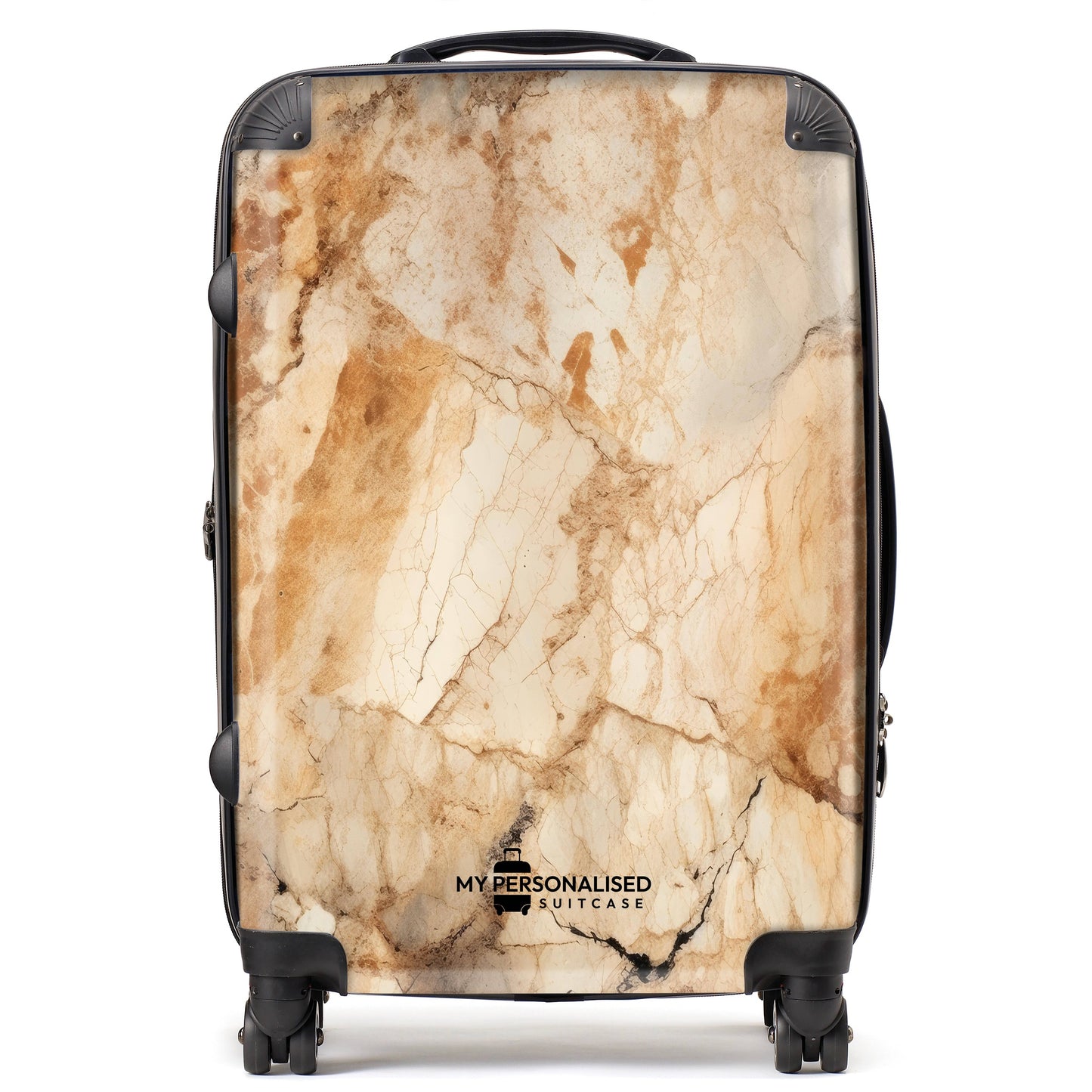 Personalised Brown and Cream Marble Suitcase