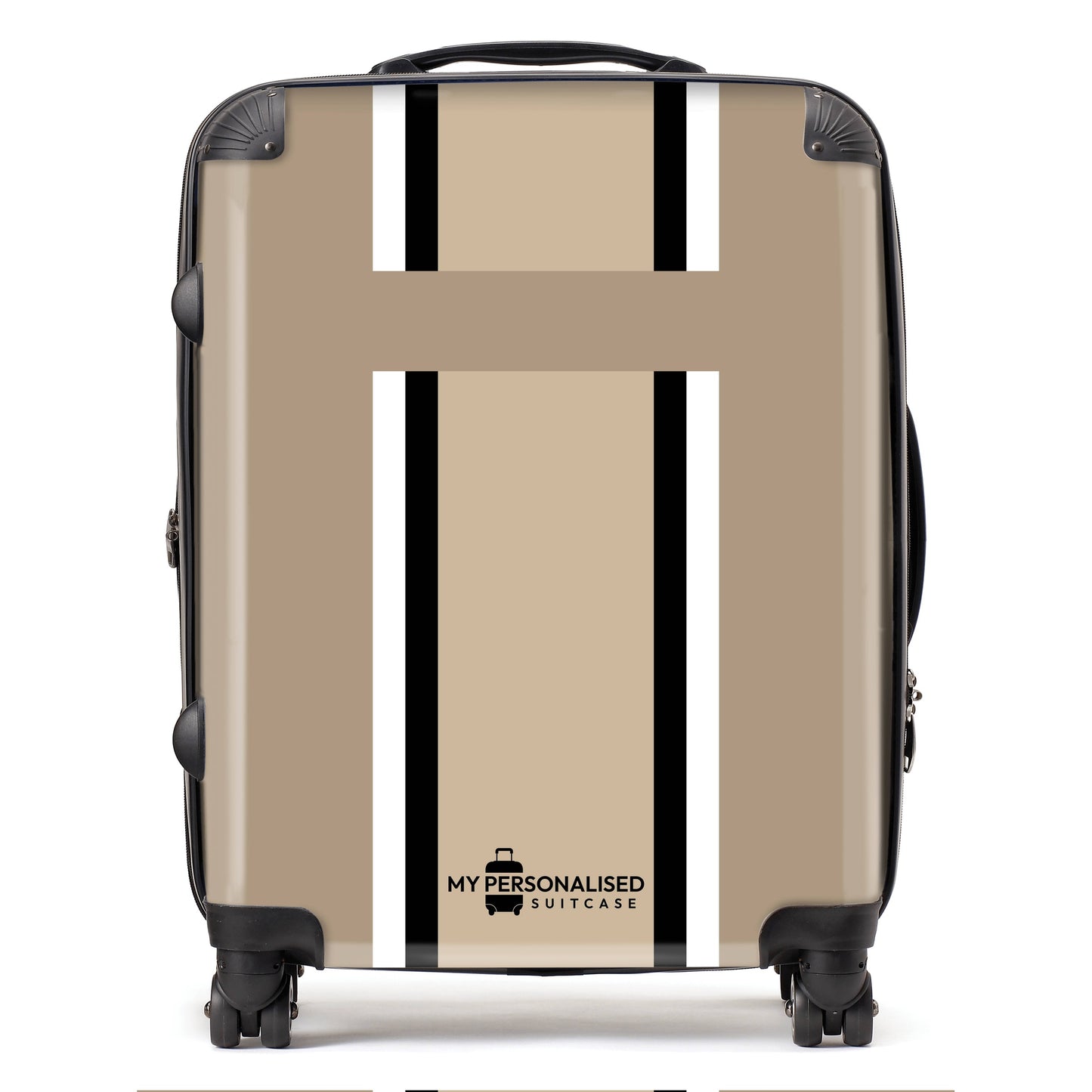 Personalised Dark Brown Striped Suitcase