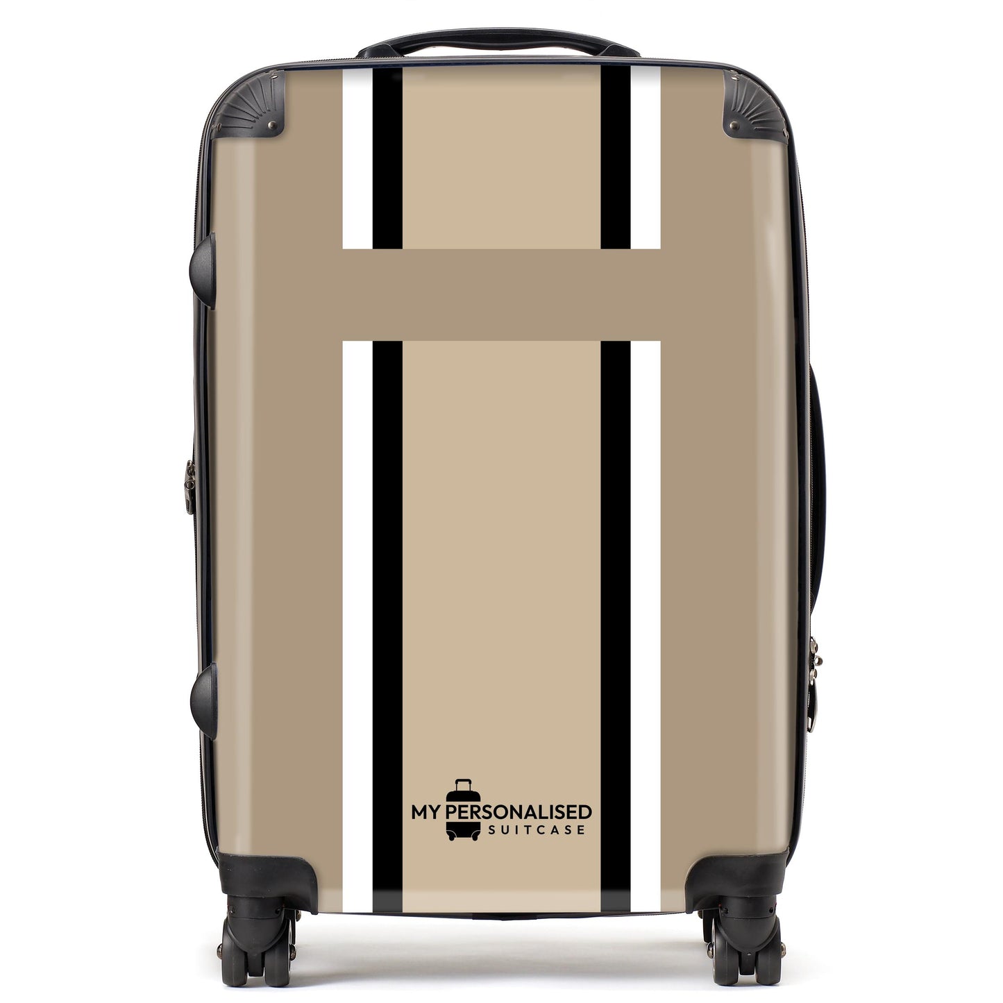 Personalised Dark Brown Striped Suitcase