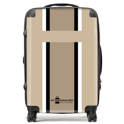 Personalised Light Brown Striped Suitcase