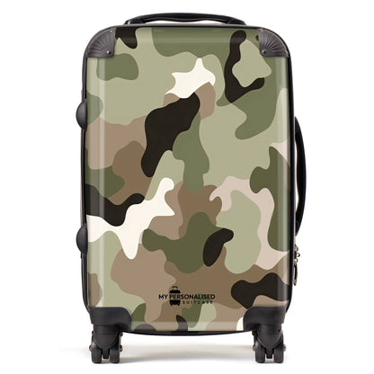 Personalised Green and Brown Camouflage Suitcase