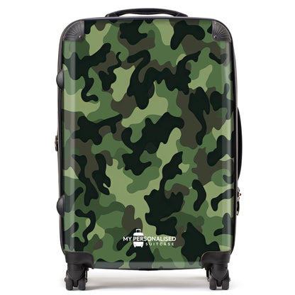 Personalised Green Camouflage Suitcase