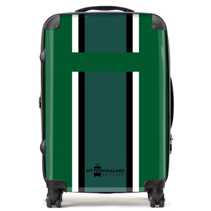 Personalised Light Green Striped Suitcase