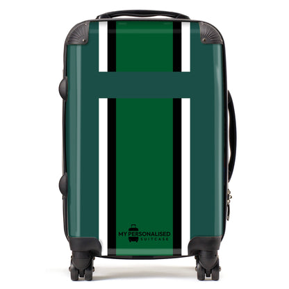 Personalised Dark Green Striped Suitcase