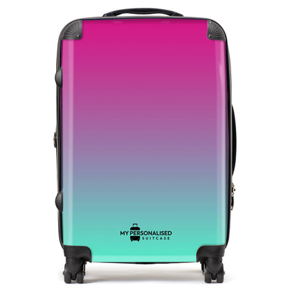 Personalised Green and Purple Ombre Gradient Suitcase