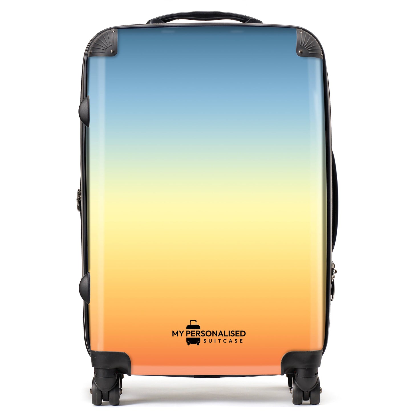 Personalised Orange, Yellow and Blue Ombre Gradient Suitcase