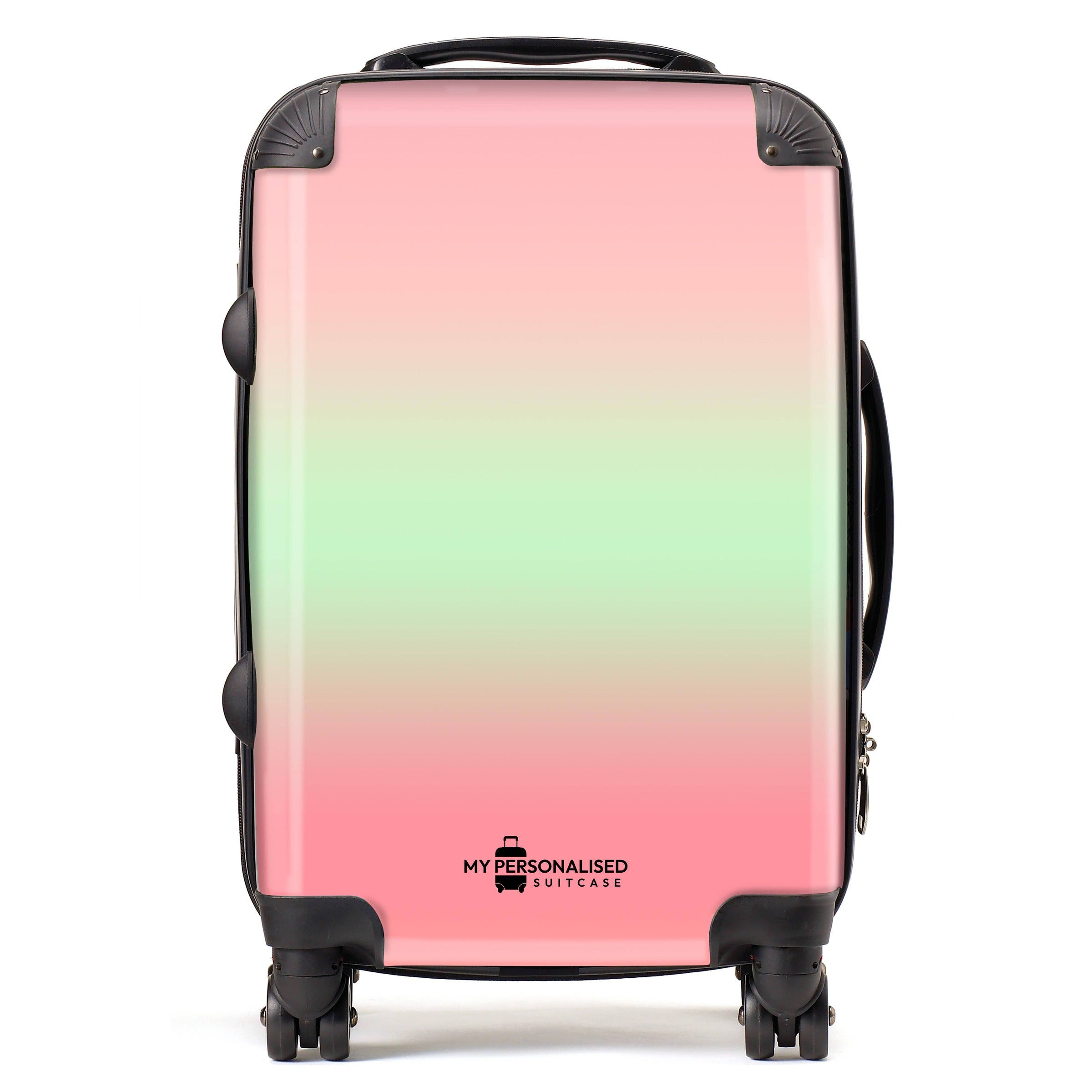 Pink and green luggage on sale