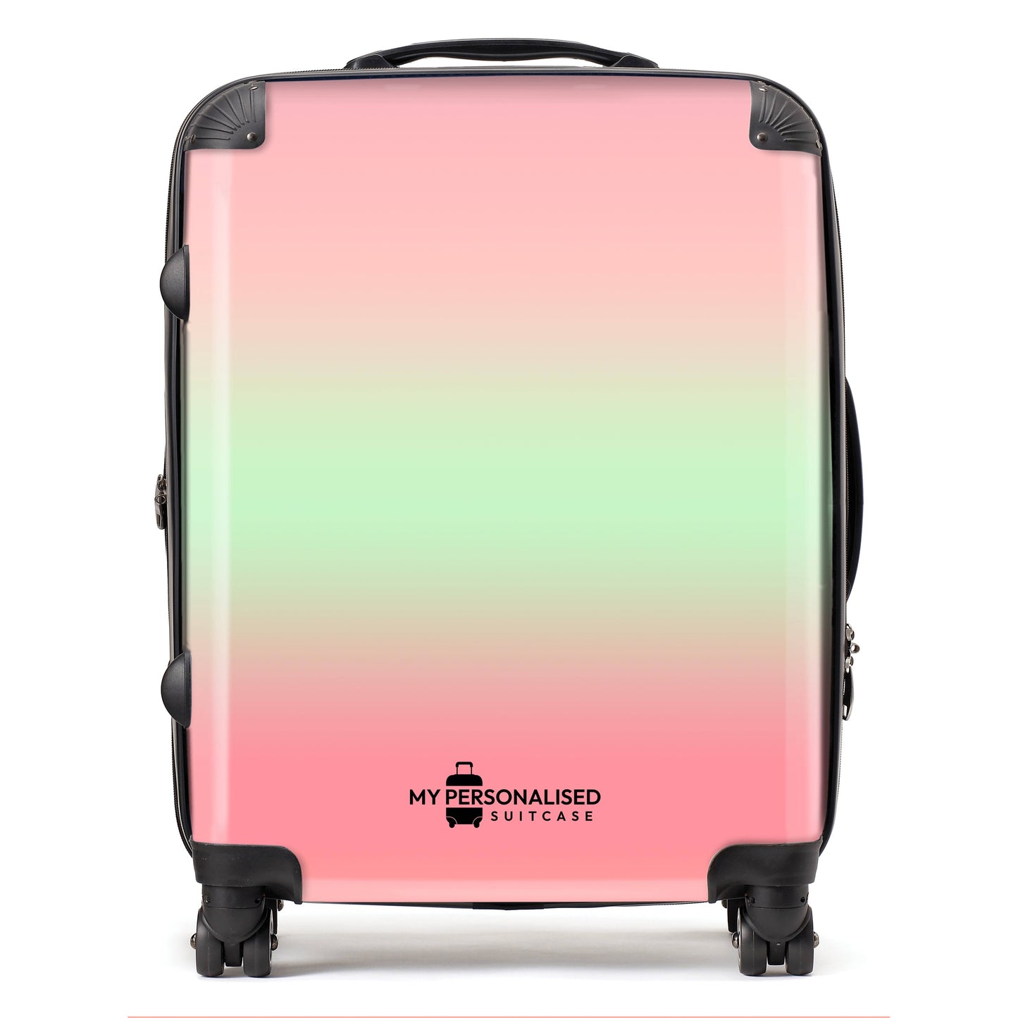 Personalised Pastel Pink and Green Ombre Gradient Suitcase