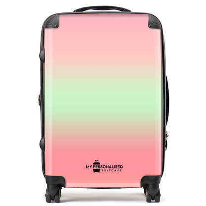 Personalised Pastel Pink and Green Ombre Gradient Suitcase