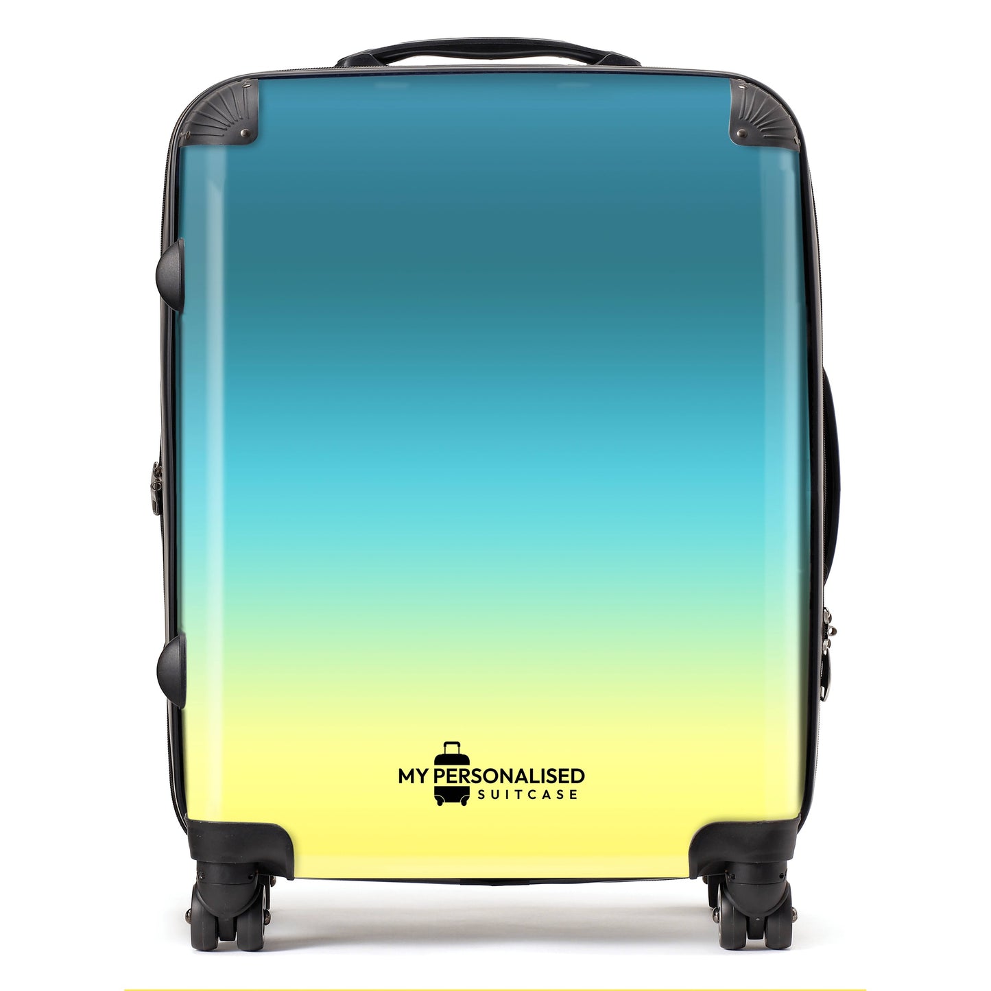 Personalised Yellow and Blue Ombre Gradient Suitcase