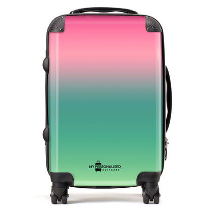 Personalised Green and Pink Ombre Gradient Suitcase