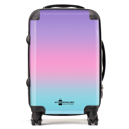 Personalised Pastel Blue, Pink and Purple Ombre Gradient Suitcase