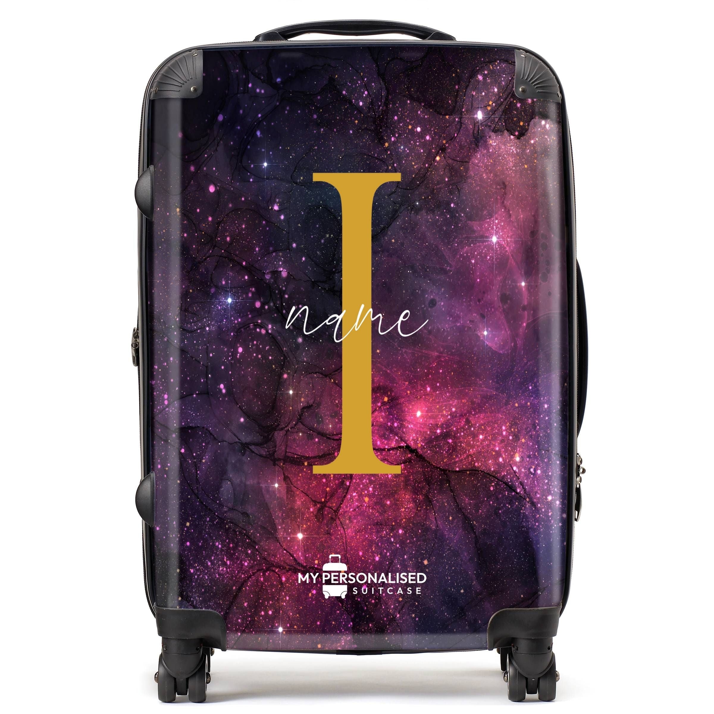 Personalised Awash with Stars Pink and Purple Suitcase My Personalised Suitcase