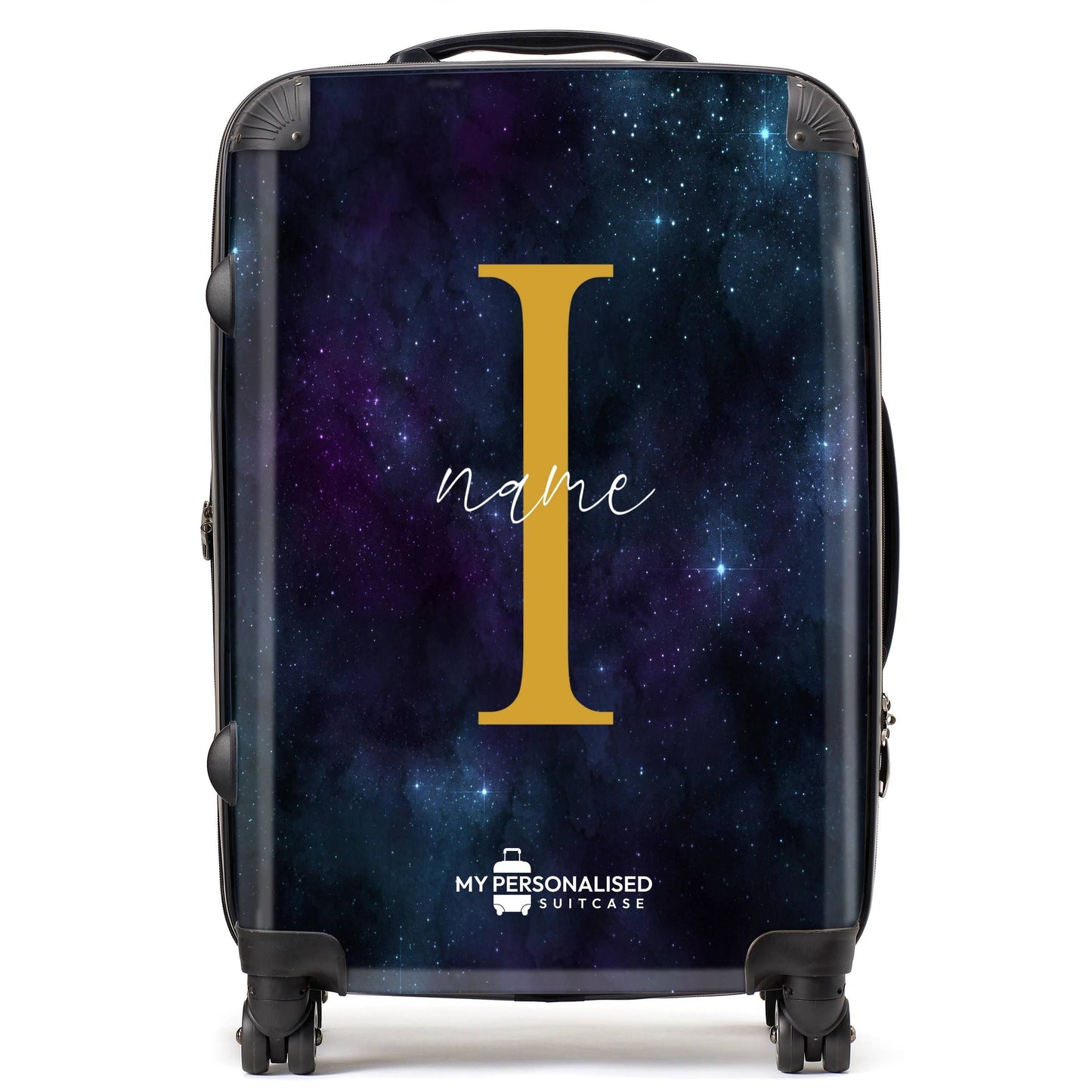 Personalised Awash with Stars Purple and Blue Suitcase