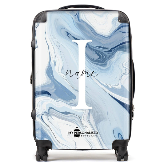 Personalised Baby Blue Marble Suitcase