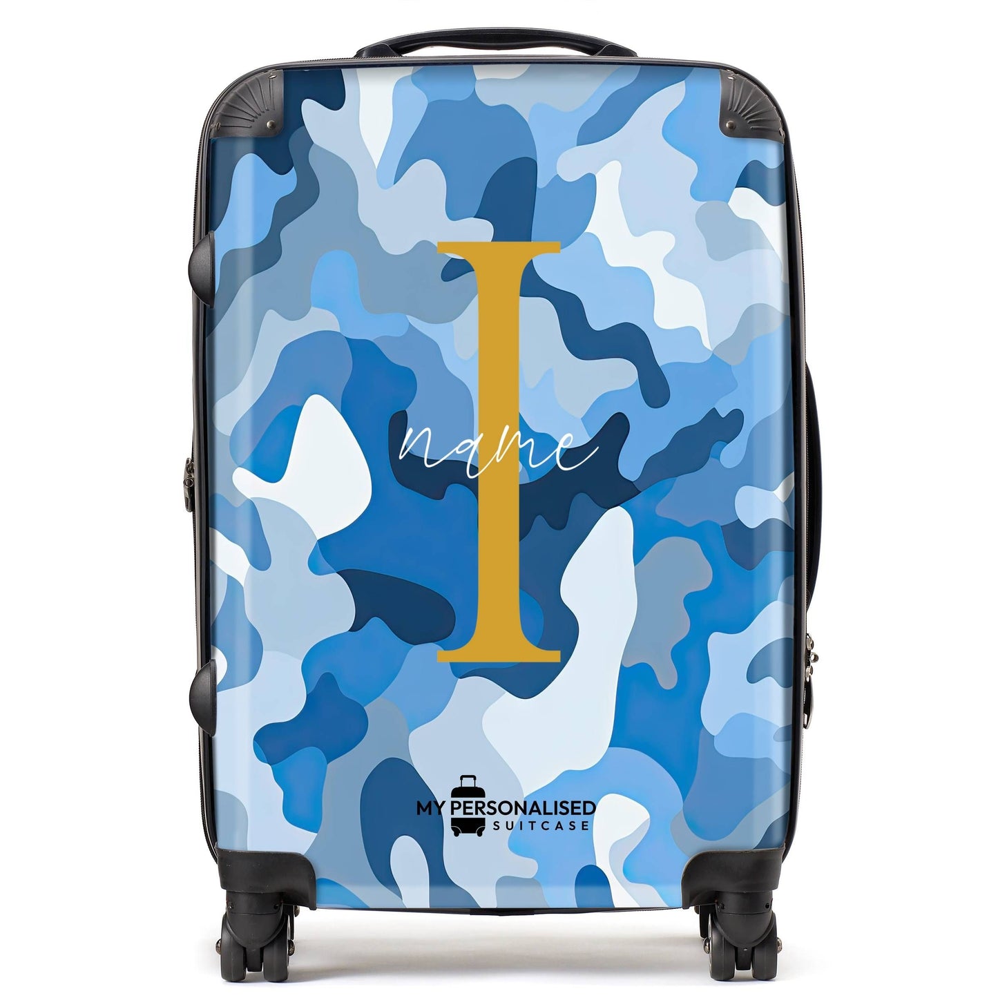 Personalised Blue Camouflage Suitcase