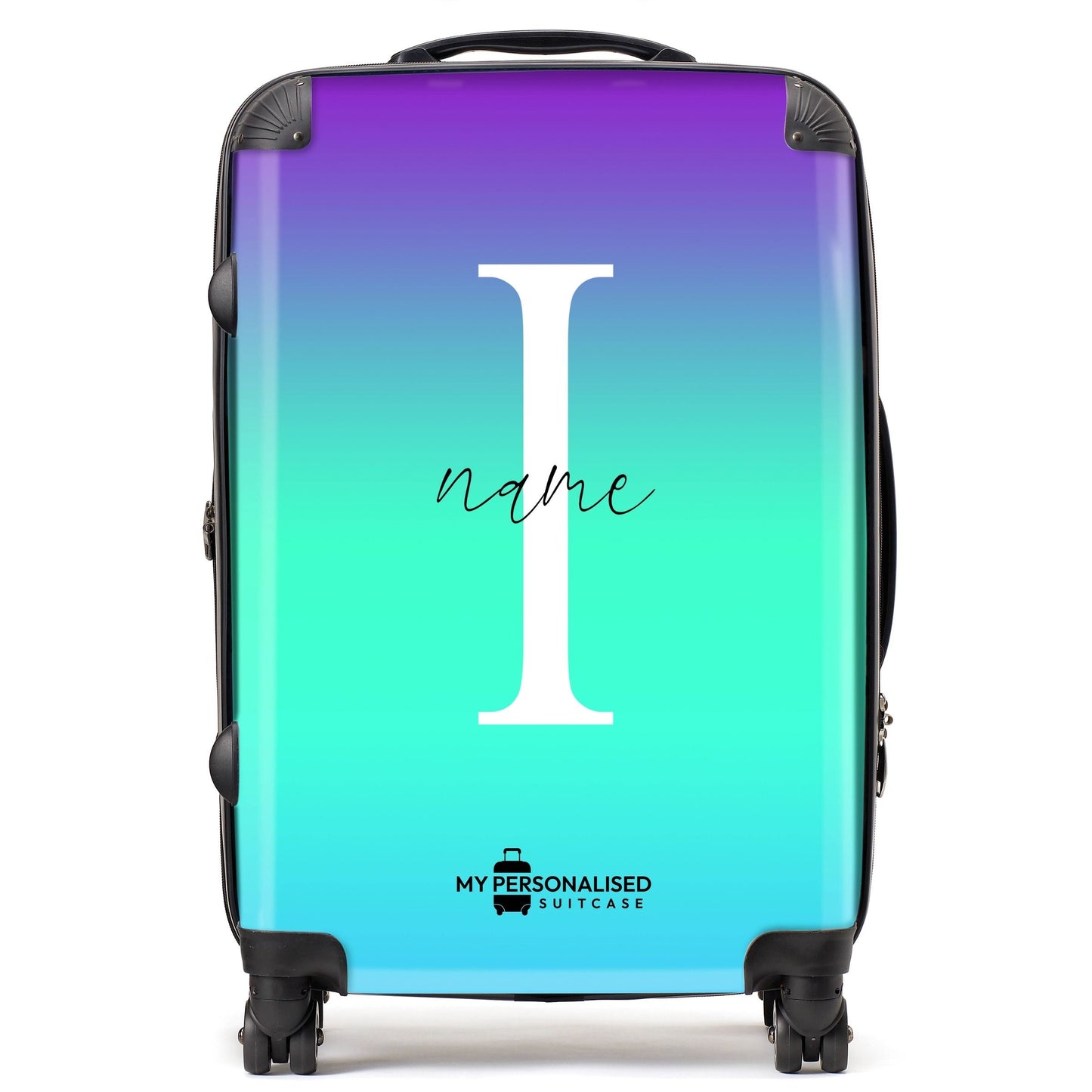 Personalised Blue, Green and Purple Ombre Gradient Suitcase