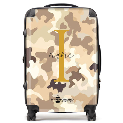 Personalised Brown Camouflage Suitcase