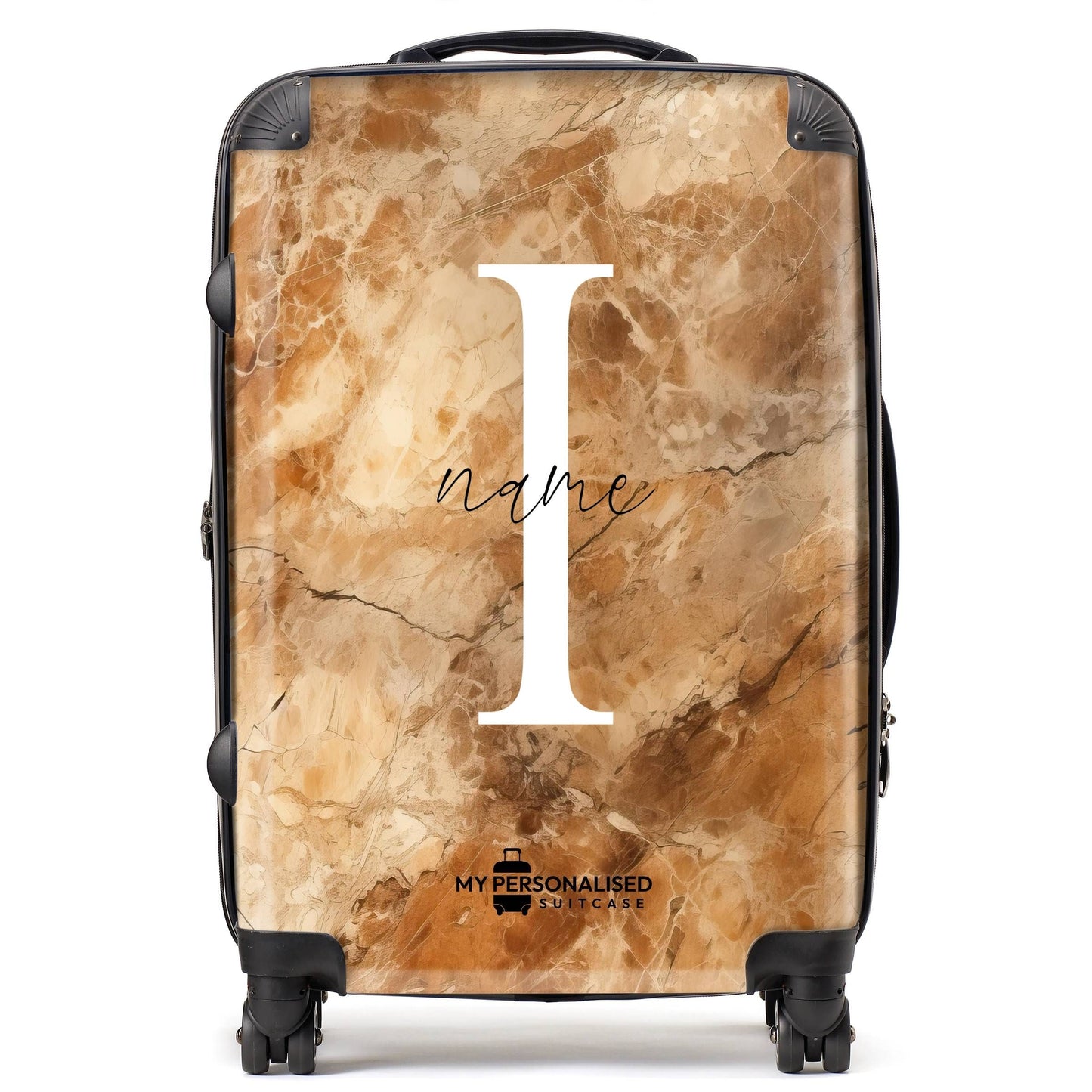 Personalised Brown Marble Suitcase