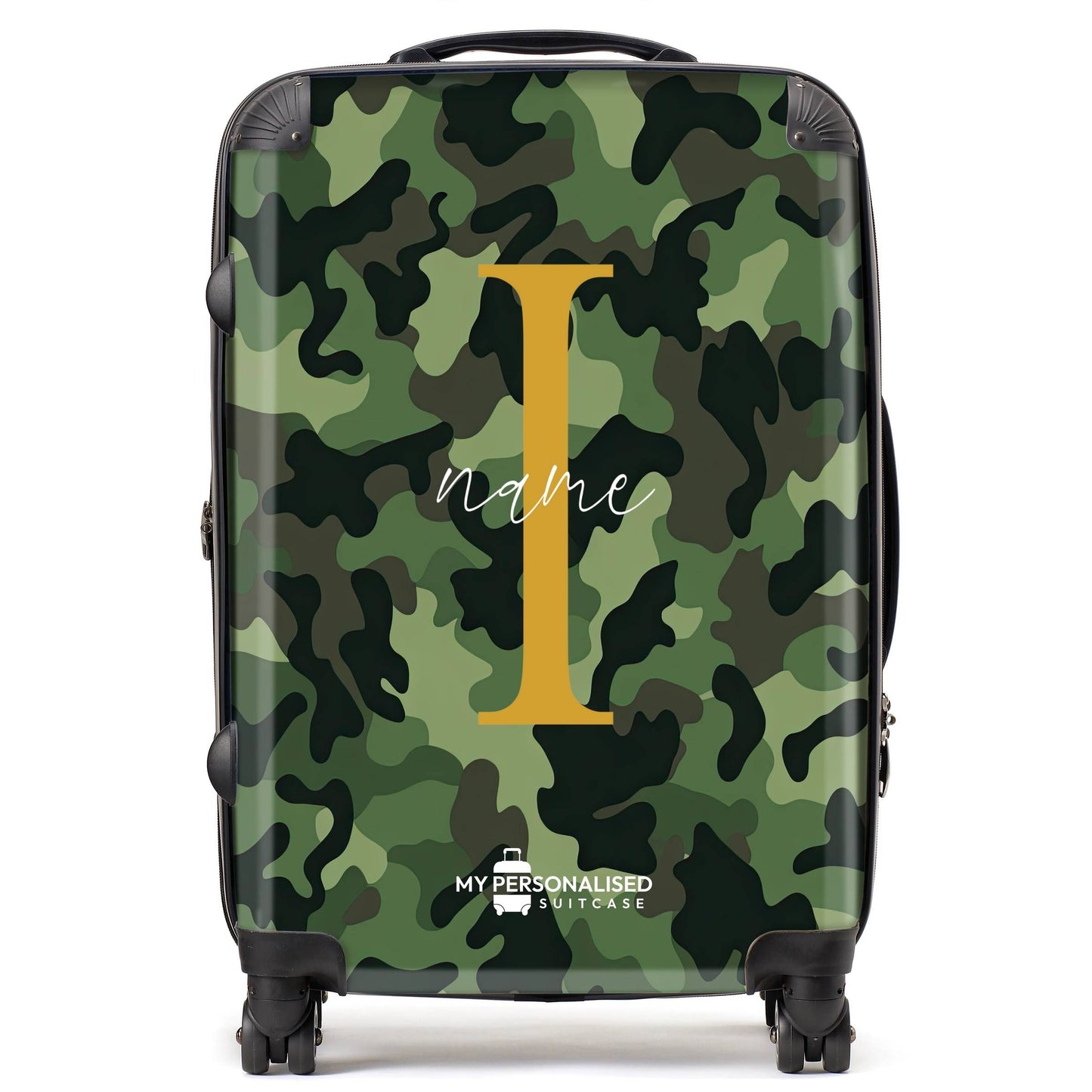 Personalised Green Camouflage Suitcase