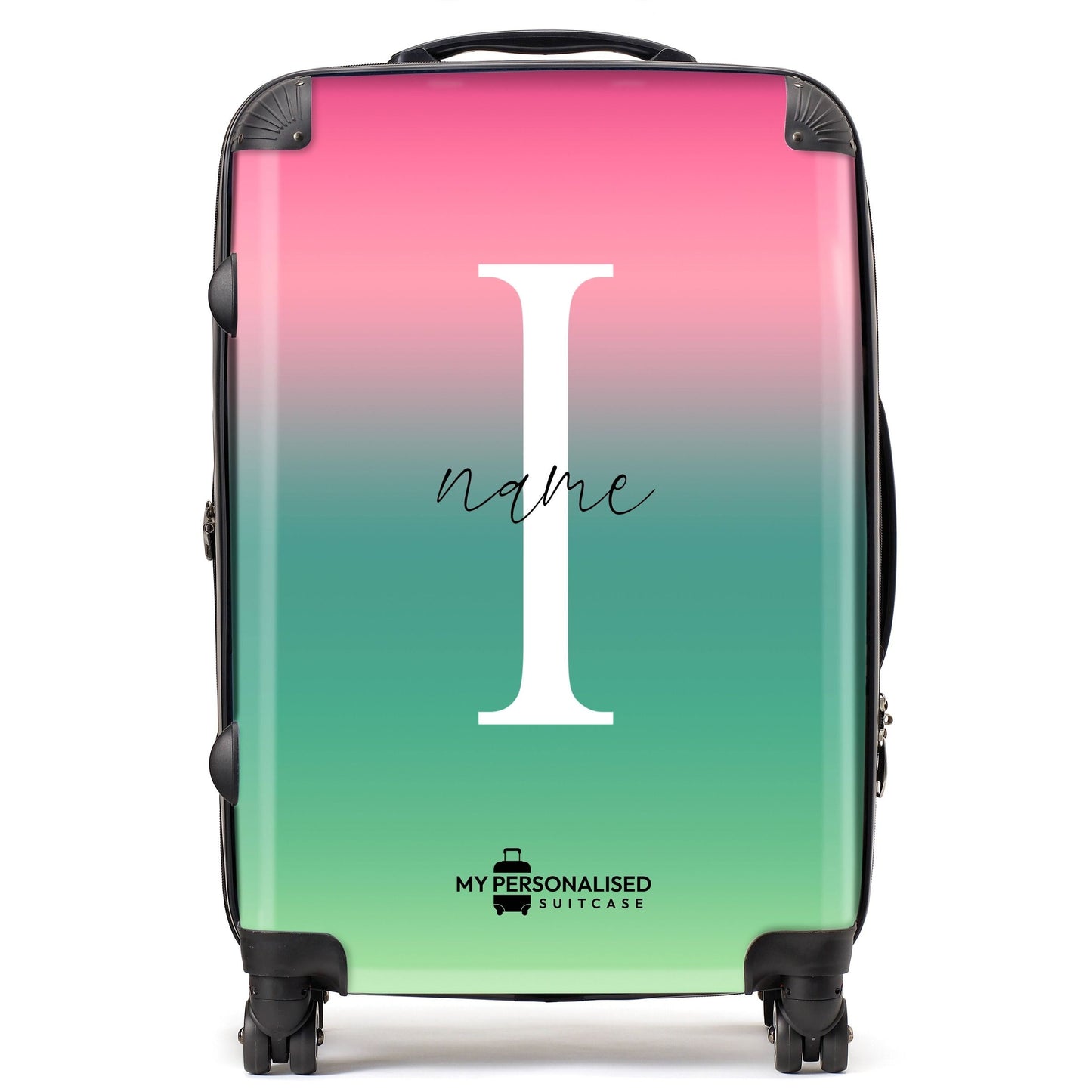 Personalised Green and Pink Ombre Gradient Suitcase