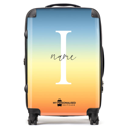 Personalised Orange, Yellow and Blue Ombre Gradient Suitcase